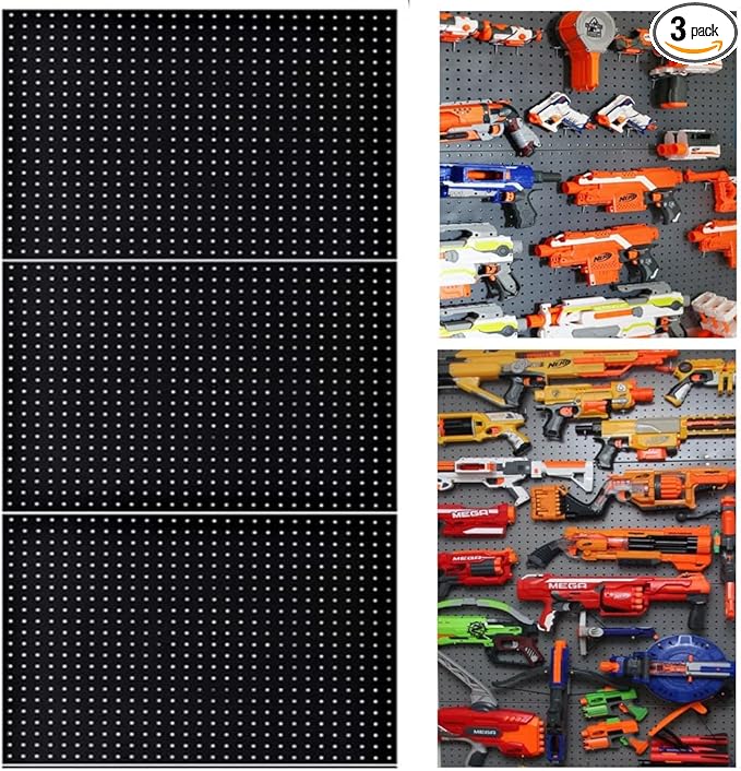 Wallpeg Peg Board for Nerf Gun Storage Organizer Kit 3 ea 24”x16” Pegboard Holder for Nerf Blasters Wall Organization