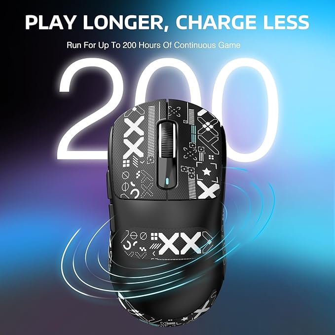 ATTACK SHARK X3 Lightweight Wireless Gaming Mouse with Tri-Mode 2.4G/USB-C Wired/Bluetooth,26K DPI, PAW3395 Optical Sensor,Kailh GM8.0 Switch,5 programmable Buttons for PC/Win/Mac(Black+Stickers)