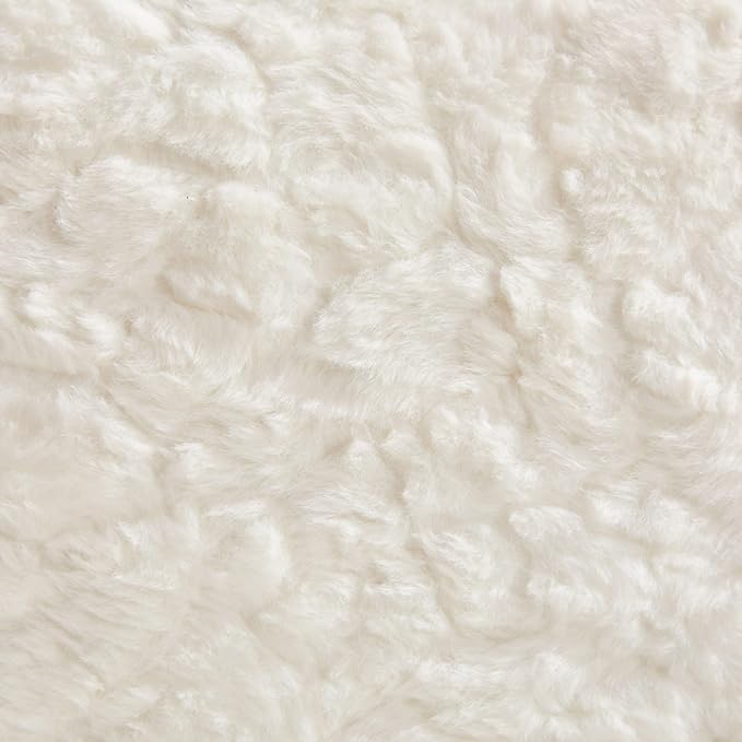 Goujxcy Desk Chair with Thickened seat Cushion, Modern Faux Fur Upholstered Home Office Chair, 360° Swivel Armless Desk Chairs, 120°Rocking Ergonomic Computer Task Vanity Chairs, Cream