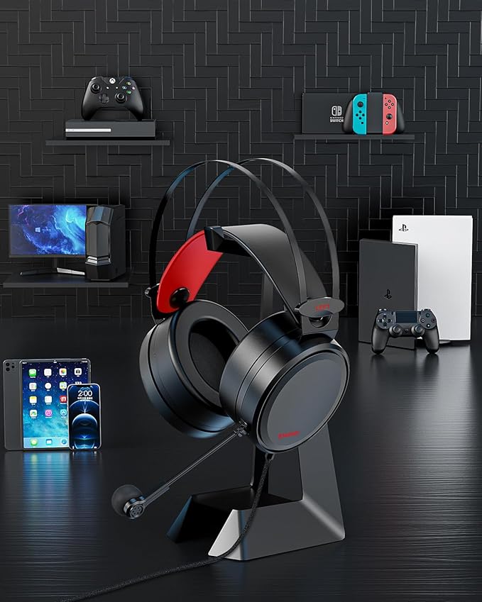 NUBWO Gaming headsets PS4 N7 Stereo Xbox Headset Wired PC Gaming Headphones with Noise Canceling Mic, Over Ear Gaming Headphones for PC/MAC/PS4/PS5/NS/Xbox 1 (Adapter Not Included) -Red