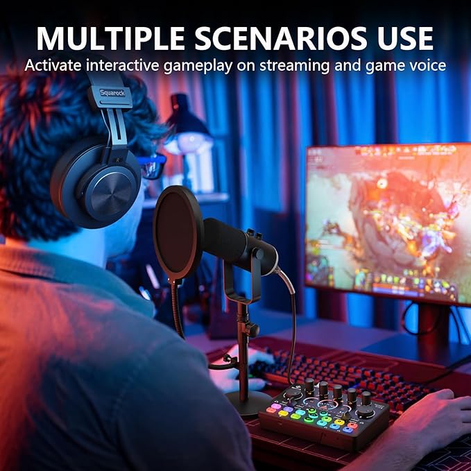 Podcast Equipment Bundle, Dynamic XLR/USB Gaming Microphone & Streaming Audio Mixer with RGB Lights, Perfect for Podcast, Recording, Video Vocal, PC