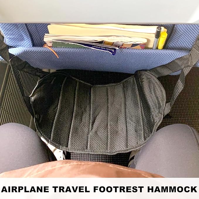 Footrest Hammock, Adjustable Hanging Foot Sling for Airplane Travel, Desk Foot Rest Essentials, Leg Rest Support Strap to Relax Your Feet