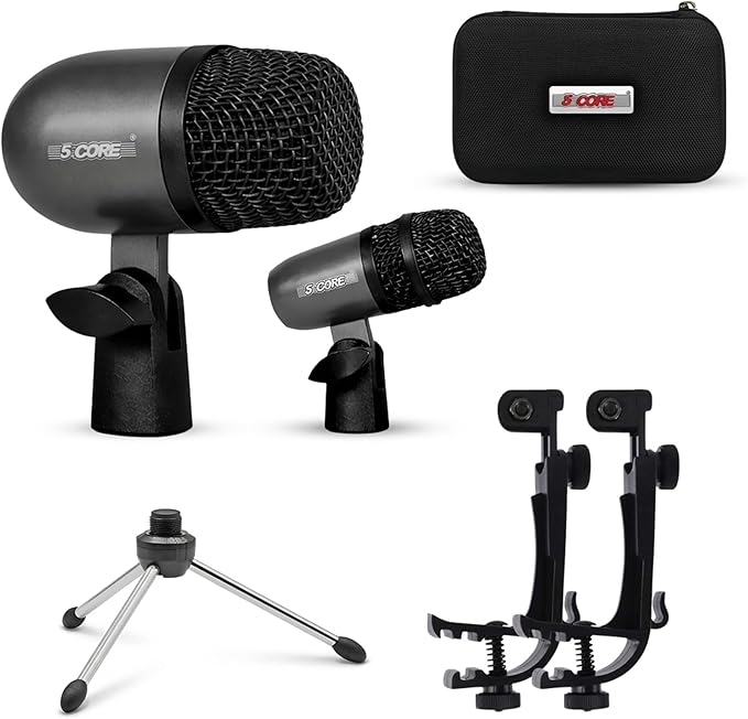 5 CORE Tabla Mic Indian Instrument Microphone Set for Bayan & Dayan Dholak Uni-Directional Mridangam Microfono for Recording Live Stage Temple & Classroom - Tabla MIC BLK