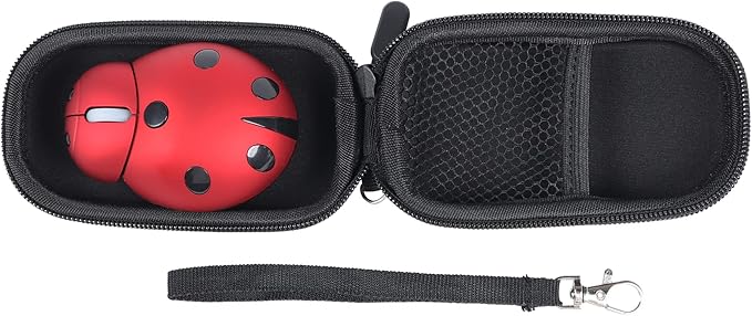 elec Space Wireless Mouse for Laptop & Kids, Cute Ladybug Shape Ergonomic Mouse with Case, Cordless for Laptop, PC, Mac & Notebook (Red)