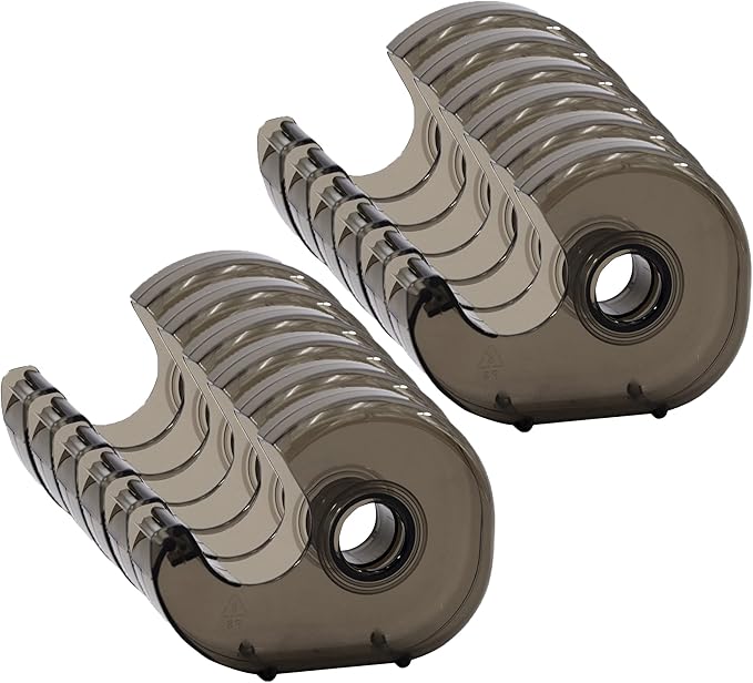 Tape Dispenser, Refillable Handheld Tape Dispenser 1" Core, Translucent, Smoke/Plastic - Durable Scotch Tape Dispenser - (No Tape Included) - 12 Pack
