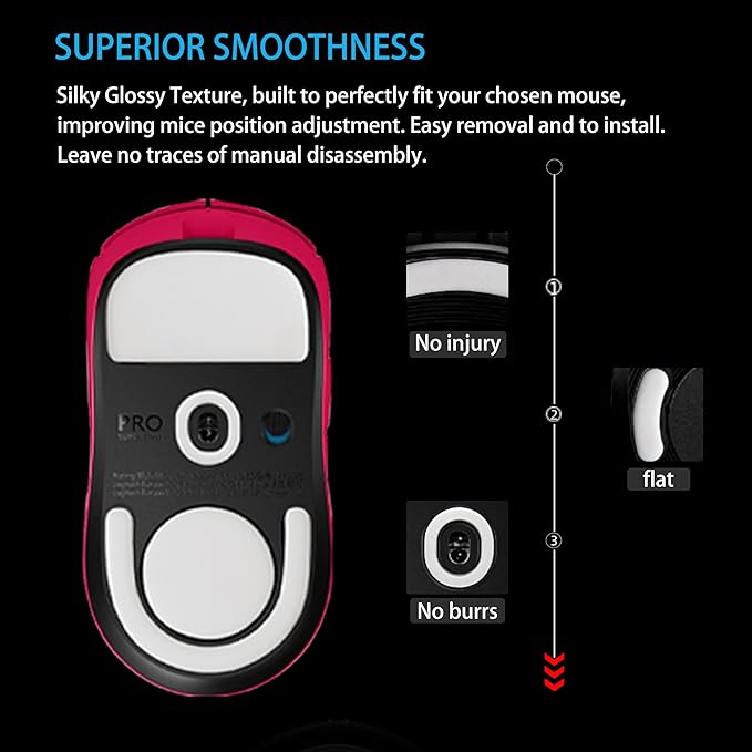 ESPTIGER ICE V2 Gaming Mouse Skates for Logitech G PRO X Superlight 2 - Smooth PTFE Replacement Feet, 2.5D Curved Edges, 3M Adhesive, White