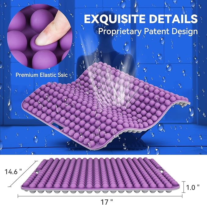 Purple Silicone Seat Cushion for Long Sitting Hours on Office & Home Chair, with 3D Non-Slip for Office Chair Cushions, Car Seats, Airplane Seat, Wheelchair Seat Cushions,Long Trips