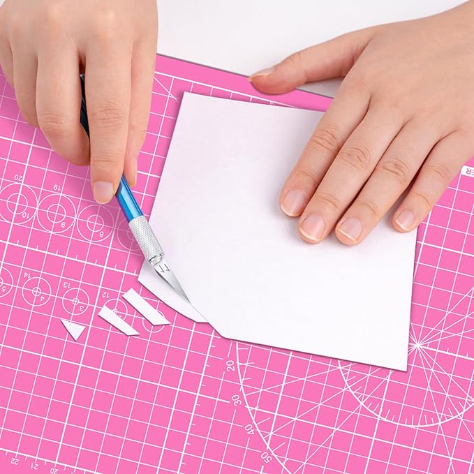 DIYSELF Cutting Mat 9in×12in, Cutting Mats for Crafts, Self Healing Cutting Mat A4, Fabric Cutting Mats Double Side for Sewing, Quilting, Craft Mat for Desktop (Pink), Matting & Mounting Materials