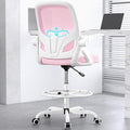 Kensaker Drafting Chair Tall Office Chair, Ergonomic Standing Desk Chair with Adjustable Foot Ring and Flip-up Armrests, Mesh Computer Chair for Art Studio, 300 LBS, Pink