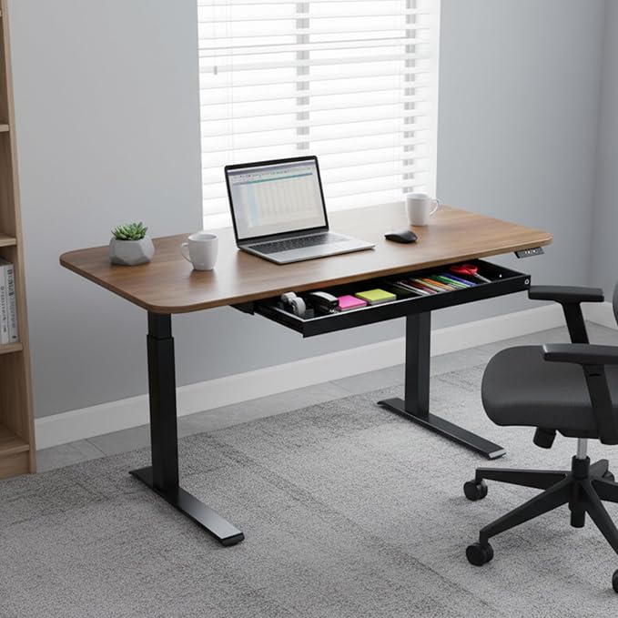 PERFECT POSTURE Under Desk Storage Drawer With Lock – Slim Pen & Pencil Drawer for Regular & Sit-Stand Standing Desks, Black (33” x 7.5”)