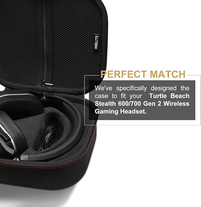 LTGEM Case Compatible with Turtle Beach Stealth 600/700 Gen 3 & 600/700 Gen 2 MAX Wireless Gaming Headset, Black
