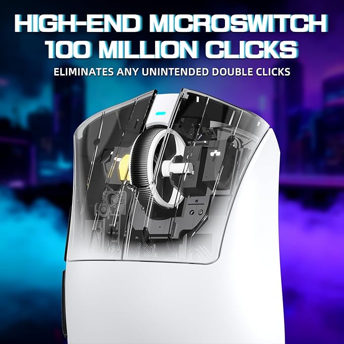 ATTACK SHARK V3 PRO Wireless Esports Gaming Mouse with Magnetic Charging Dock:62g Lightweight-1K Polling-25K DPI-PAW3311 Sensor,Wired/BT/2.4Ghz Programmable,BK52820 IC for PC Mac Laptop Gamer(White)