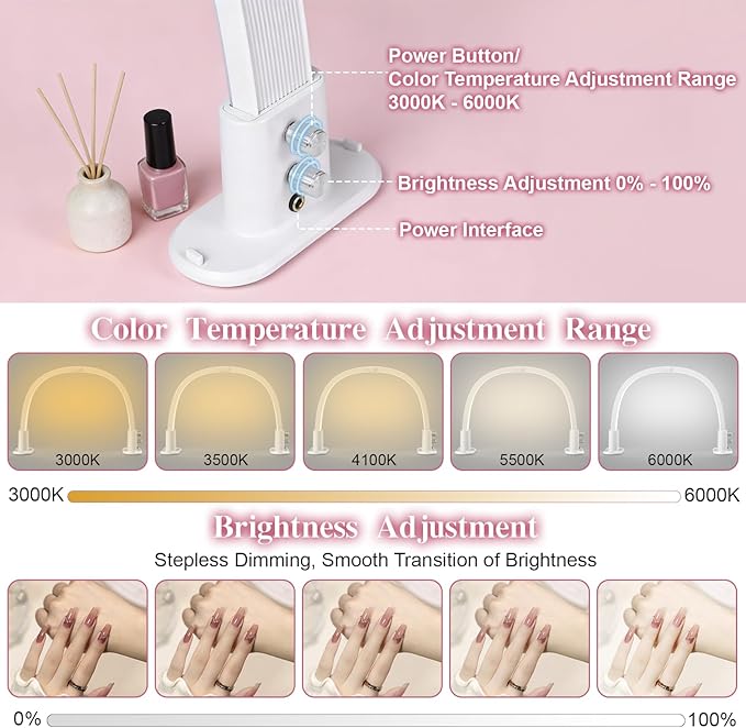 SLYFTE Professional Quality Mini Half Moon Light for Nail Desk, Personal Arch Light for Home Use, Nail Tech Lamp Perfect for At-Home Manicures (Black)