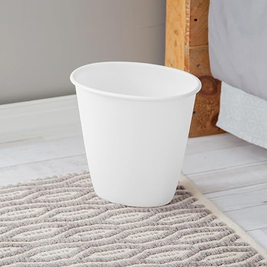 Sterilite 1.5 Gallon Oval Vanity Wastebasket, Small, Open Top Trash Can for the Bathroom, Bedroom, Dorm Room or Office, Plastic, White, 12-Pack