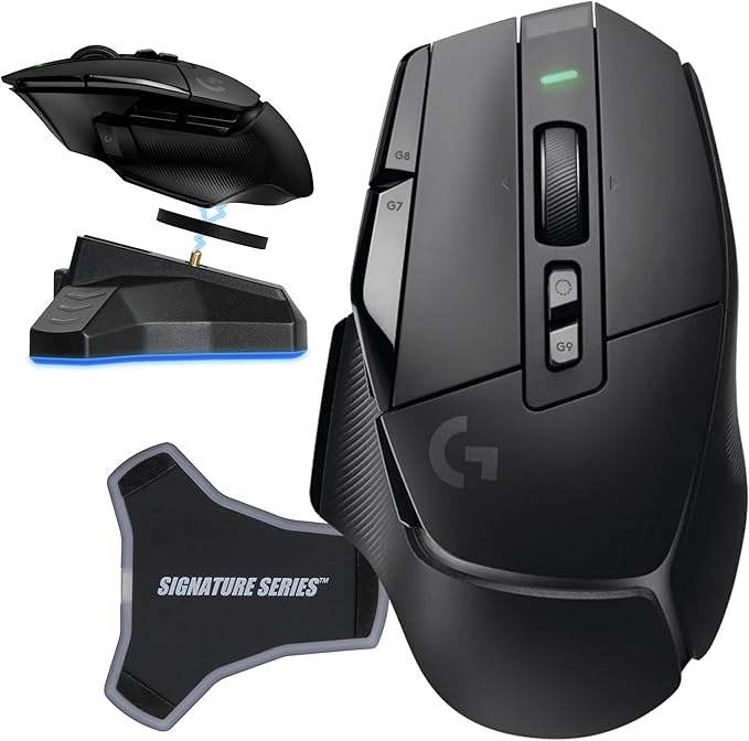 Logitech G502 X Lightspeed Wireless Gaming Mouse, Black | Hero Sensor, 25,600 DPI, 13 Programmable Buttons, LIGHTFORCE Switches, Onboard Memory, PC/Mac | with Signature Series Charging Dock