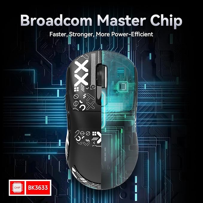 MAMBASNAKE Attack Shark X3 Wireless Gaming Mouse, 49g Ultralight, PixArt PAW3395 26000 DPI, Bluetooth/2.4Ghz /Wired Tri-Mode, 200Hrs Rechargeable Battery, Kailh GM8.0 Switch for PC/MAC/Win Black&Tape