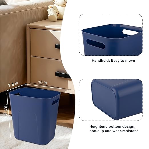 UUJOLY Small Bathroom Trash Can with Trash Bag Wastebasket Garbage Can for Bathrooms, Laundry Room, Kitchens, Offices, Kids Rooms, Dorms, 3.5 Gallons, 3 Pack (Pink+Blue+Beige)