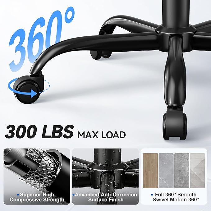 ALLGOD Ergonomic Office Chair, Mesh Desk Chair with Lumbar Support, High Back Home Office Chair with Adjustable Headrest and Flip-Up Arms, Comfortable Computer Chair, Thick Cushion,Black-4 Pack