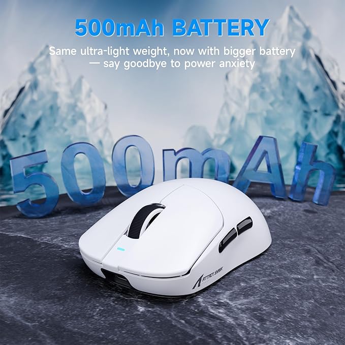 ATTACK SHARK X8Plus 55g Superlight Wireless Gaming Mouse with 40K DPI,PAW 3395PRO Sensor, Broadcom BK52820 Chip,HUANO Switch,Web Driver,Tri-Mode Fit Large Hand Mice with RGB Cable -White