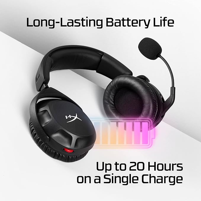 HyperX Cloud Stinger 2 - Wireless Gaming Headset – Compatible with PC. Noise-Cancelling Swivel-to-Mute Microphone, Comfortable Memory Foam, UP to 20 Hours of Battery Life (Renewed) - Grade A
