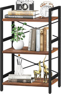 Yoobure Bookshelf Small Book Shelf, Solid Industrial 3 Tier Shelf Bookcase, Short Book Case for Bedroom, Living Room, Office Home, Small Spaces, Easy Assembly Berry Brown