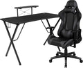 Flash Furniture Optis Black Gaming Desk and Gray Reclining Gaming Chair Set with Cup Holder, Headphone Hook, and Monitor/Smartphone Stand