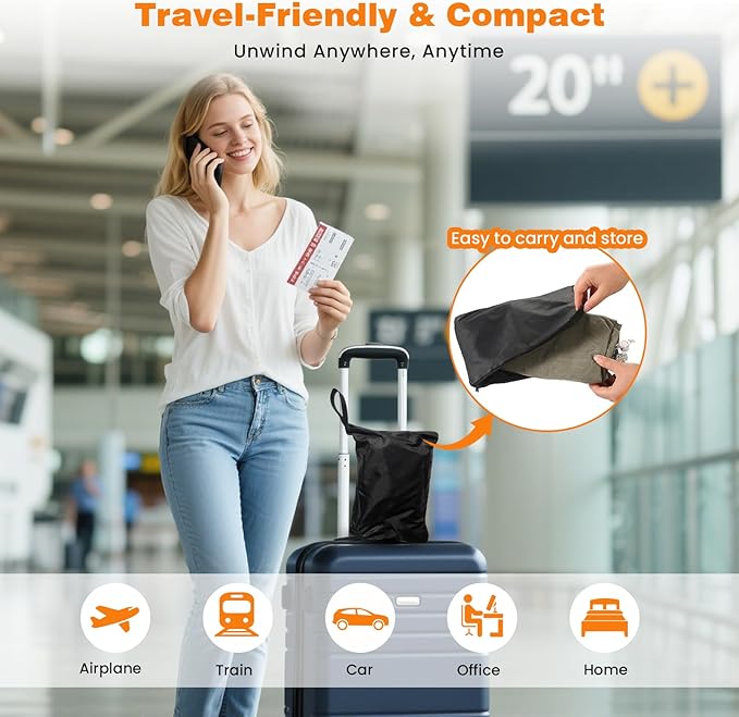 Inflatable Foot Rest Pillow for Travel, 4 Height Adjustable Leg Rest Pillow for Economy Class, Car, Office and Homes