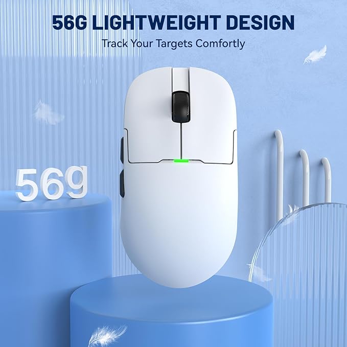 ATTACK SHARK x Ajazz AJ159 Gaming Mouse,2.4G Wireless Mouse,56g Ultralight,26K DPI PAW3395 Sensor,6 Programmable Buttons,Ergonomic Wired Gaming Mouse USB3.0 with 80M Click Switch for PC/MAC