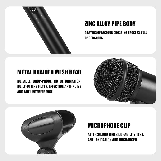 XTUGA 7-Piece Drum Microphone Kit,Wired Dynamic Drum Mic Kit - Metal Kick Bass Drum,Tom/Snare & Cymbals Microphone with Thread Clip-On for Stage Performances and Studio Recording(MI7)