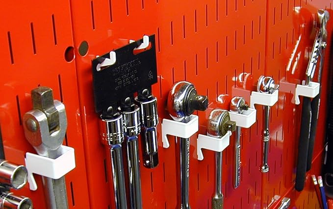 Wall Control KT-200-DLX W Slotted Storage Panel Deluxe Hook Assortment Pegboard and Slotted Tool Board - White