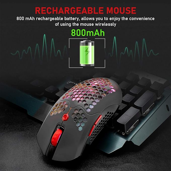 ZIYOU LANG Wired/Wireless Lightweight Gaming Mouse,16 RGB Backlit Mice with 7 Buttons Programmable Driver,PAW3325 12000DPI,Rechargeable 800mA Battery,Lightweight Honeycomb Shell Mouse for PC Gamer