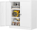 Greenvelly Metal Cabinet, 36" Locking Storage File Cabinet with Doors and Shelves for Office,Home,Gym,School,Kitchen(White)