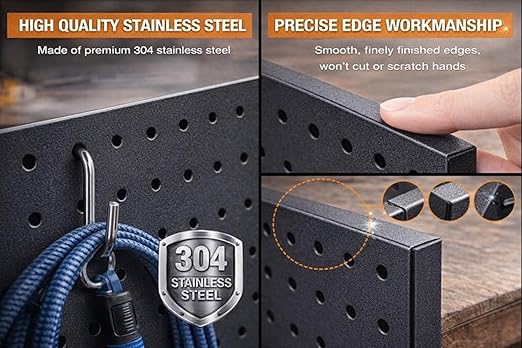 Peg Board Wall Organizer, Black Metal Pegboard Organizer, 2 Metal Pegboard Panels(12"x24") with 68 Accessories, Wall Mount Large Peg Board Kit with Hooks, Bins for Home, Garage, Workbench