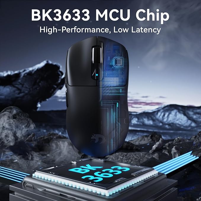 MAMBASNAKE M3 Wireless Gaming Mouse, 40K DPI, 39g Lightweight Gaming Mouse,PAW3395PRO Optical Sensor,Tri-Mode BT5.1/2.4G/USB-C PC Game Mice,Programmable Buttons,300mAh Battery for PC/Laptop/Mac(Black)