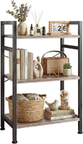 3 Tier Bookshelf, Free Standing Wooden Bookcase with Open Storage Shelves with Metal Frame, Sturdy Shelf Organization Display Rack for Living Room, Bedroom, Home Office, 27.6" Tall, Grey