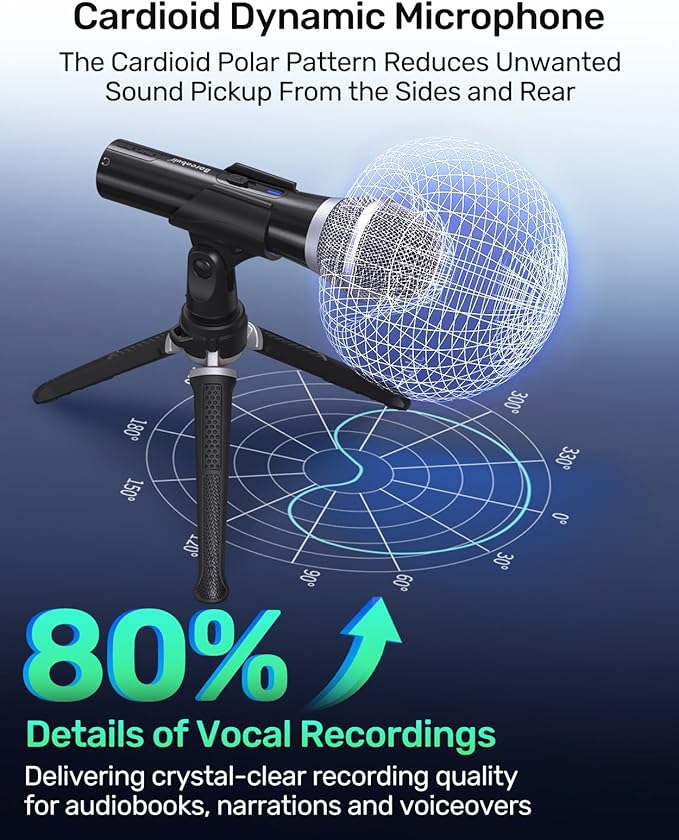 Audiobook Recording Equipment for Home, USB/XLR Dynamic Microphone, Noise-Canceling Handheld, Studio Mic Kit, Ideal for Reading Aloud, Narration, Voice-Over Work