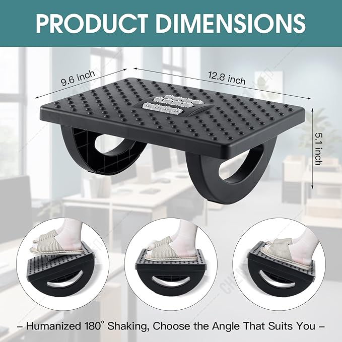 Foot Rest for Under Desk at Work - Ergonomic Foot Stools for Under Office Desk - Rocking Footrest with Roller Massager - Leg Rest for Chair, Computer Gaming - Promote Leg Circulation