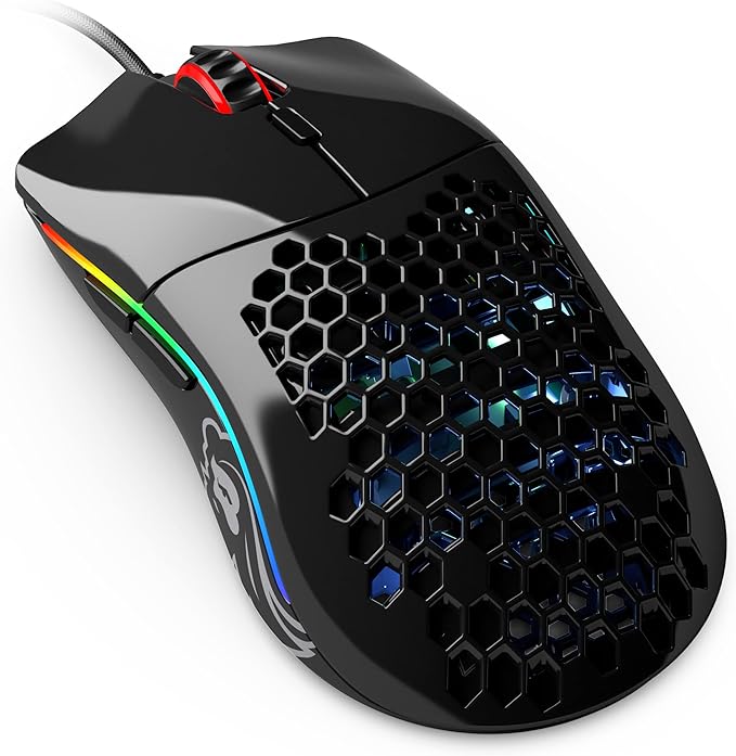 Glorious Gaming - Superlight Wired PC Gaming Mouse with Honeycomb Shell, 6 Programmable Buttons, RGB Lighting & PTFE Skates - Model O, Glossy Black