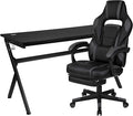 Flash Furniture Optis Gaming Desk with Cup Holder/Headphone Hook/Removable Mousepad Top & Black Reclining Back/Arms Gaming Chair with Footrest