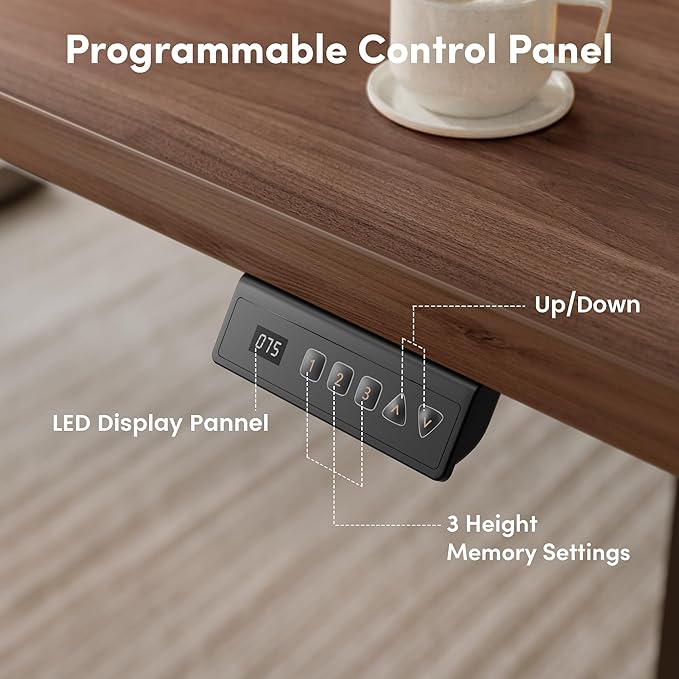 CubiCubi Electric Standing Desk Height Adjustable, 39.4 x 23.6 Inches Home Office Computer Desk, Sit to Stand Up with Memory Presets, Dark Walnut