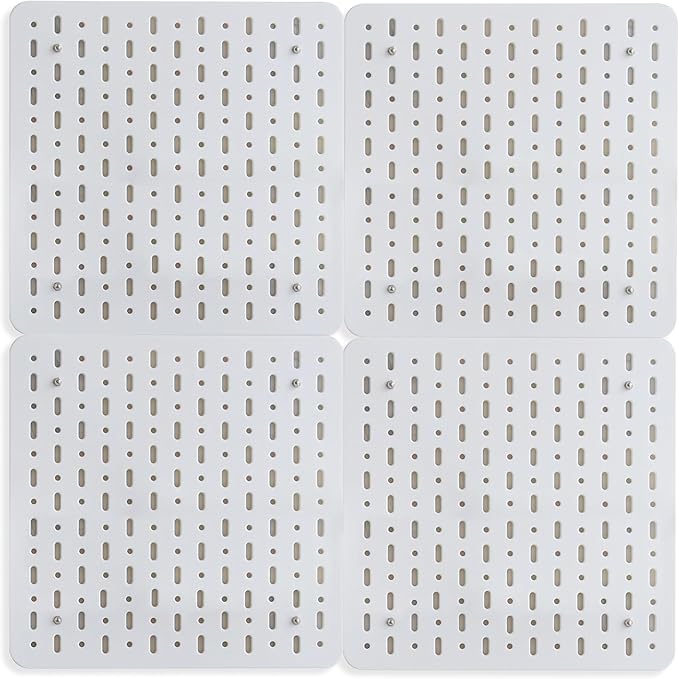 No Drill Pegboard Wall Organizer - HIPS Material Gaming & Office Storage with Accessories, White/Black/Pink Combination for Men Women Space-Saving (White)