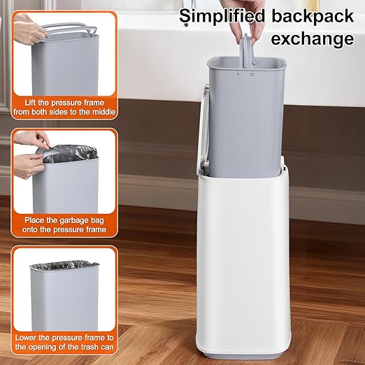 White Plastic Mini Trash Can, Toilet Cleaner Stick, Toilet Brush Holder, 36 Refills, 2-Gallon Trash Can with Pop-Out Lid, Suitable for Bathrooms and Small Toilets.