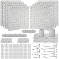 Chunful 58 Pcs Pegboard Organizer Kits Plastic Pegboard Wall Panel Mount Display Accessories Include Storage Boards Buckets and Hooks for Craft Room Garage Kitchen Office(Gray)