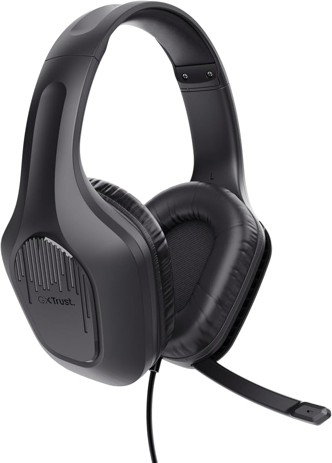 Trust Gaming GXT 415 Zirox Lightweight Gaming Headset with 50mm Drivers for PC, Xbox, PS4, PS5, Switch, Mobile, 3.5 mm Jack, 2m Cable, Foldaway Microphone, Over-Ear Wired Headphones - Black