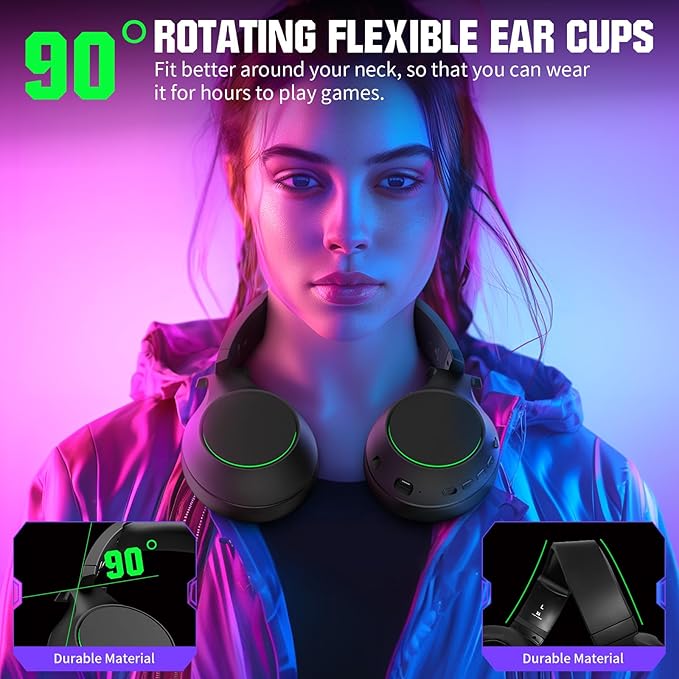 YPBDAN X4 Wireless Gaming Headset for Xbox Series X|S, Xbox One, PS5, PS4, PC, Mac, Switch, 2.4GHz Gaming Headphones with Bluetooth 5.3, 70H Battery, ENC Noise Canceling Mic, Low Latency