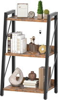 HOOBRO Ladder Shelf, 3-Tier Bookshelf, Corner Bookcase, Small Bookshelf with Metal Frame, for Living Room, Bedroom, Home Office, Kitchen, Rustic Brown and Black BF303CJ01