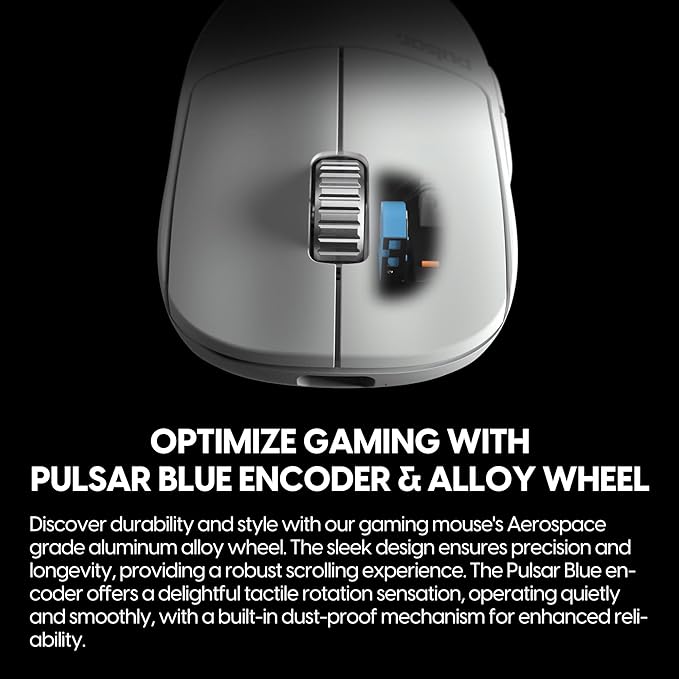 Pulsar Gaming Gears - X2H eS Wireless Gaming Mouse, Limited Edition, Symmetrical, Optical Switch, OLED Display, PAW3395 Sensor, 100H Battery, 4K dongle Included (Medium, White) (Renewed)