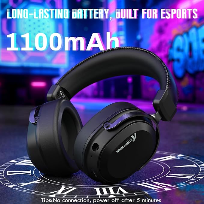 ATTACK SHARK L30Pro Wireless Gaming Headset with 2.4Ghz/BT/Wired, Long Battery Life with Detachable Microphone 7.1 Surround Sound Ultra-Low Latency for PC/PS5/Xbox/Switch/Mobile Black