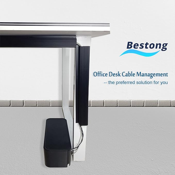 Cable Management J Channel Under Desk - Easy Installation, Black