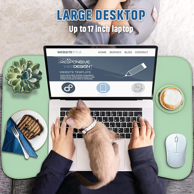 Fayquaze Portable Foldable Laptop Bed Desk with Storage Drawer and Cup Holder - Lap Desk Laptop Stand Tray Table for Eating, Reading and Working